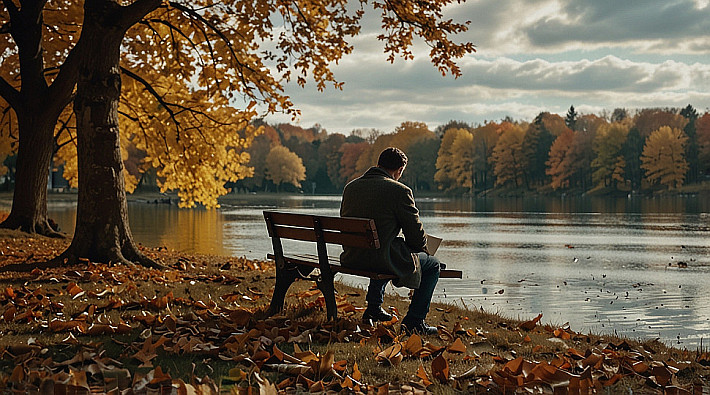 Leonardo_Lightning_XL_A_man_sitting_on_a_park_bench_during_aut_3