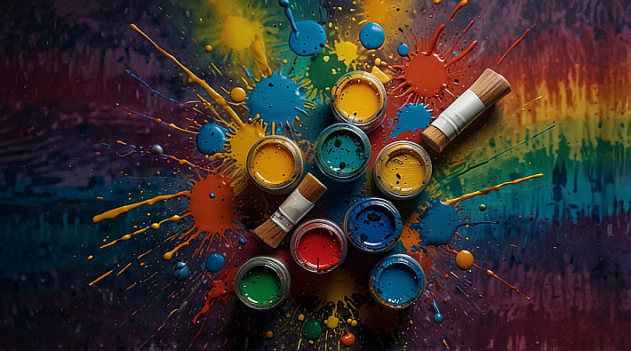 Leonardo_Lightning_XL_A_flat_lay_of_creative_art_supplies_such_0